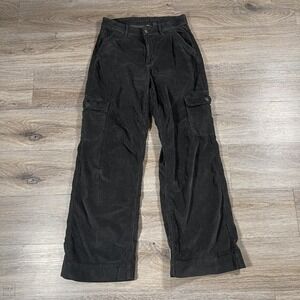 American Eagle Women's Pants Super Hi Rise Baggy Wide Leg Cargo Corduroy 6 Gray